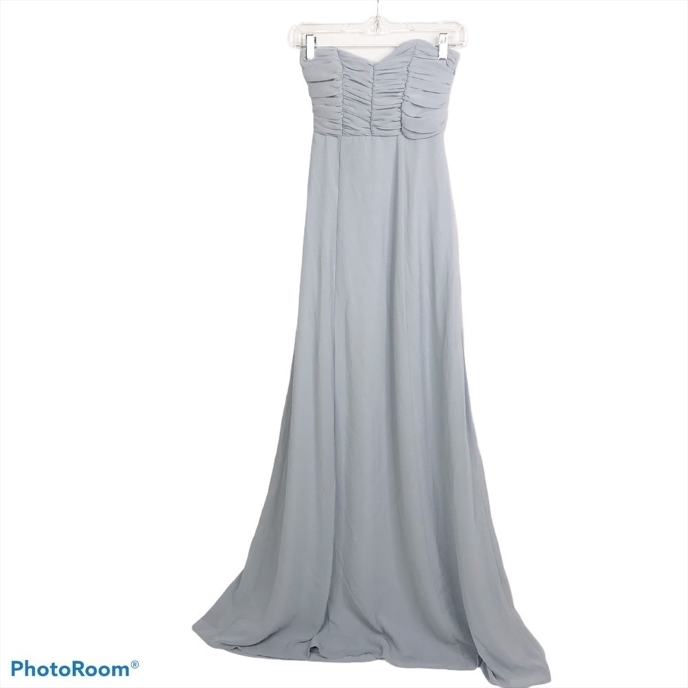 SMYM Bonbon strapless maxi dress steel blue